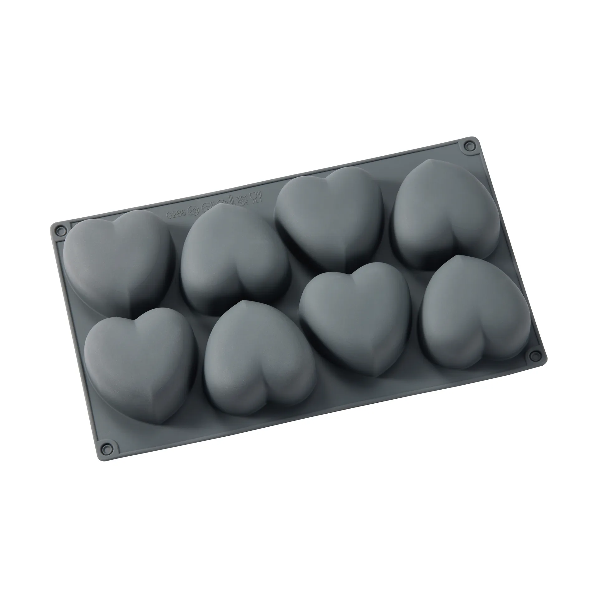 Beck bakform, Grå, hjärta, silikon, 8 st Dorre