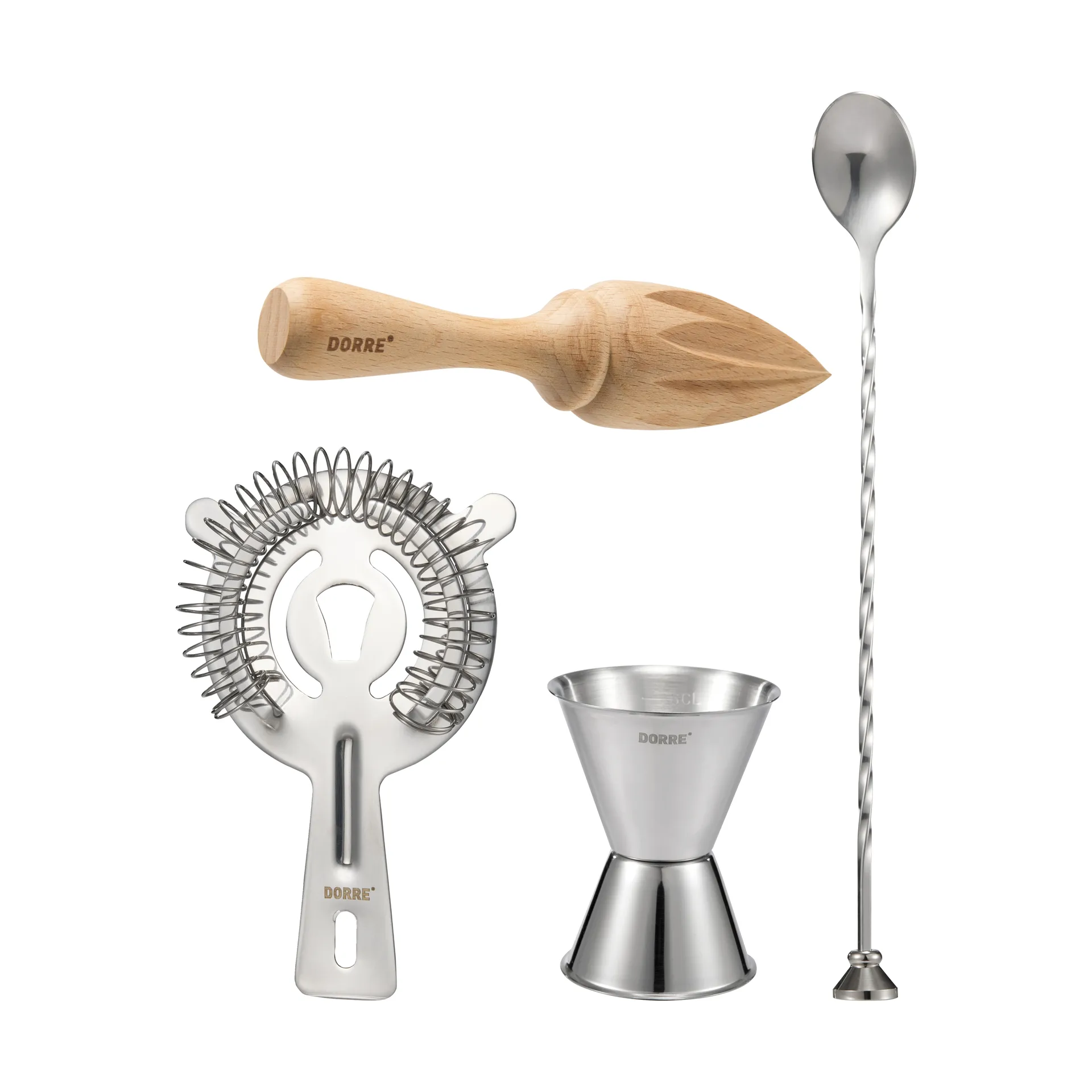 Bobbee bartillbehör, Rostfritt stål, trä, 4 delar Dorre