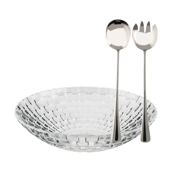 Glitter salladskålset - Glas-rostfritt stål, 3 delar - Dorre