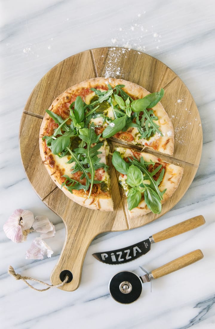 Pino pizzaset kniv och pizzaskärare, Akacia-rostfritt stål Dorre