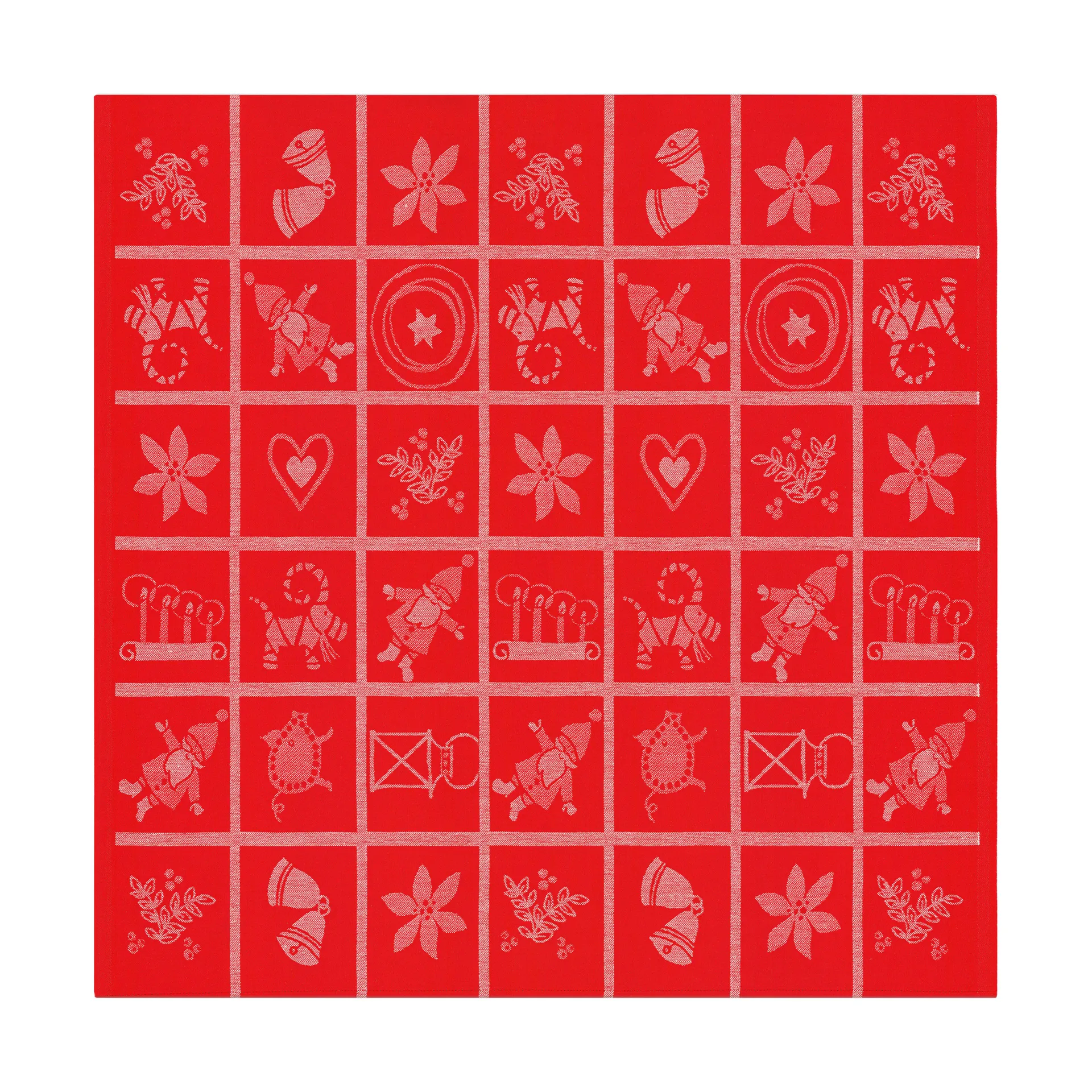 Adventruta bordsduk 80x80 cm, Röd Ekelund Linneväveri
