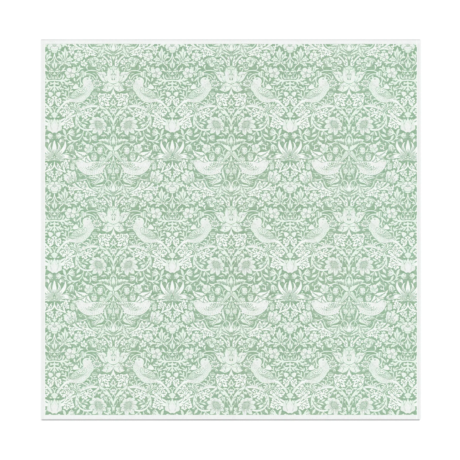 Strawberry Thief bordsduk 150x150 cm, Grön Ekelund Linneväveri