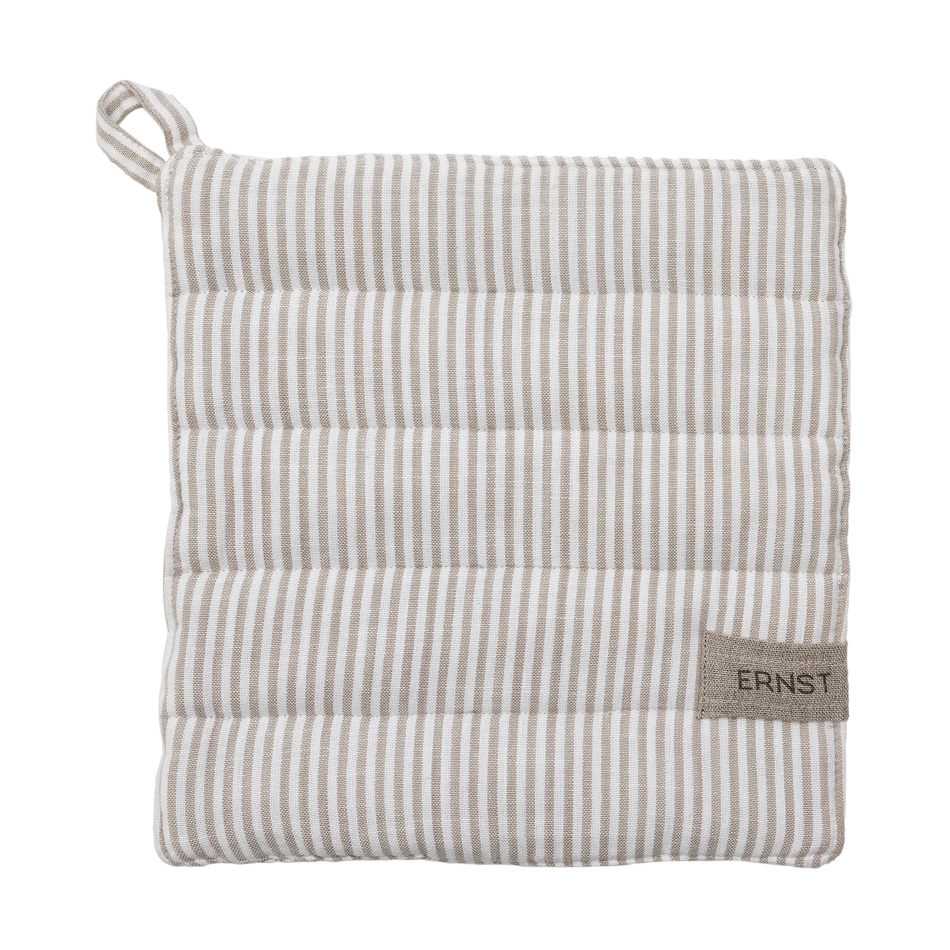 Ernst grytlapp randig 23x25 cm, Beige-vit rand ERNST
