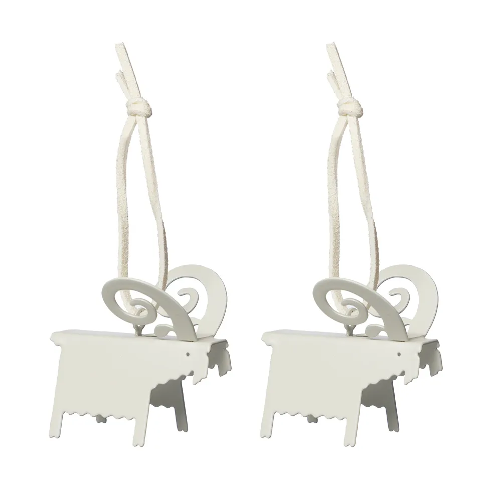 Ernst julhänge bock 2-pack, Vit 5 cm ERNST