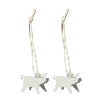 Ernst julhänge gris 2-pack - Vit 5 cm - ERNST