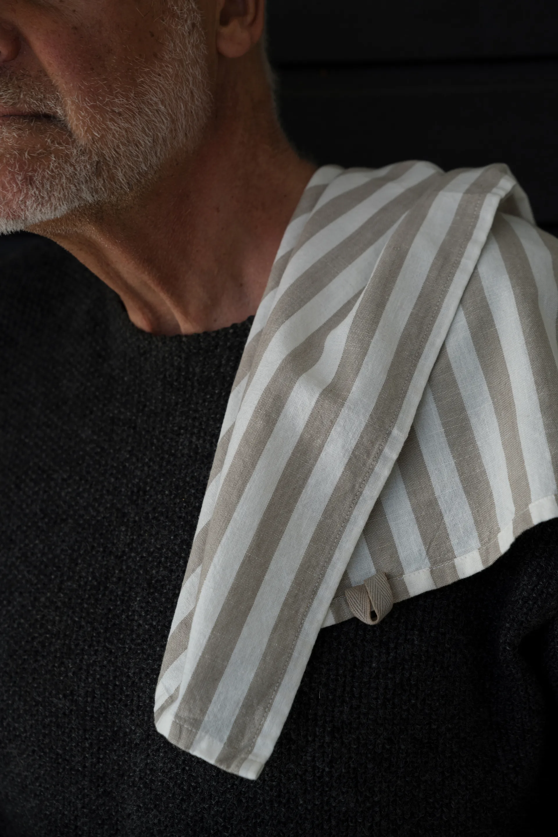 Ernst kökshandduk bredrandig 47x70 cm, Beige-vit rand ERNST