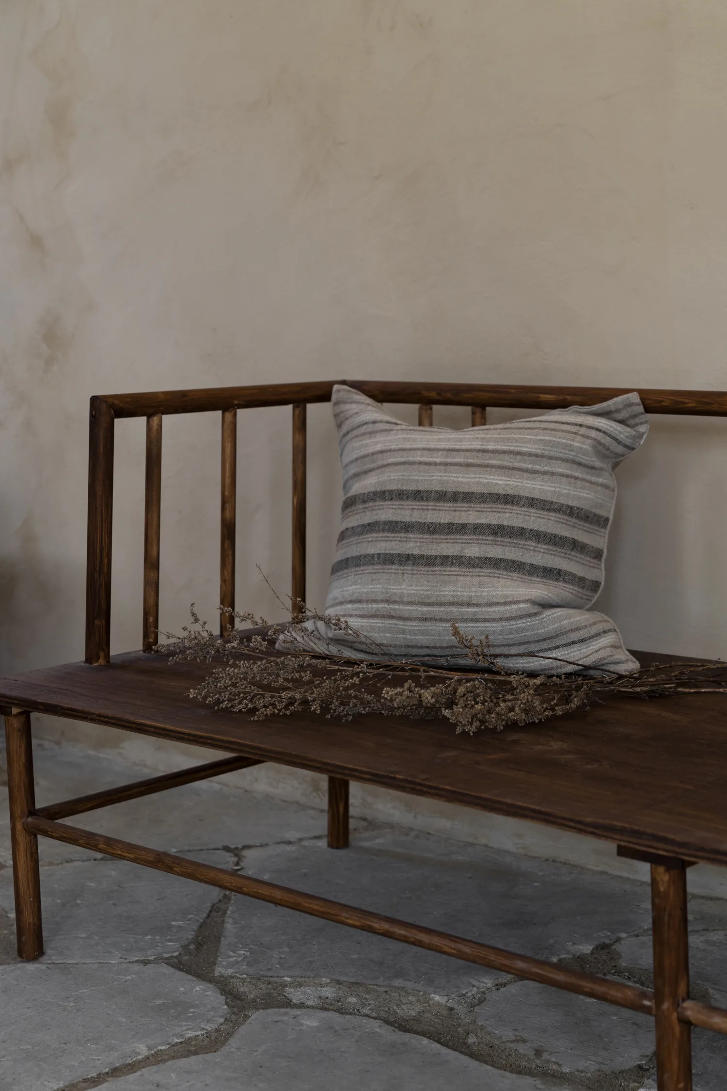 Ernst kuddfodral linne-jute randig, 50x50 cm ERNST