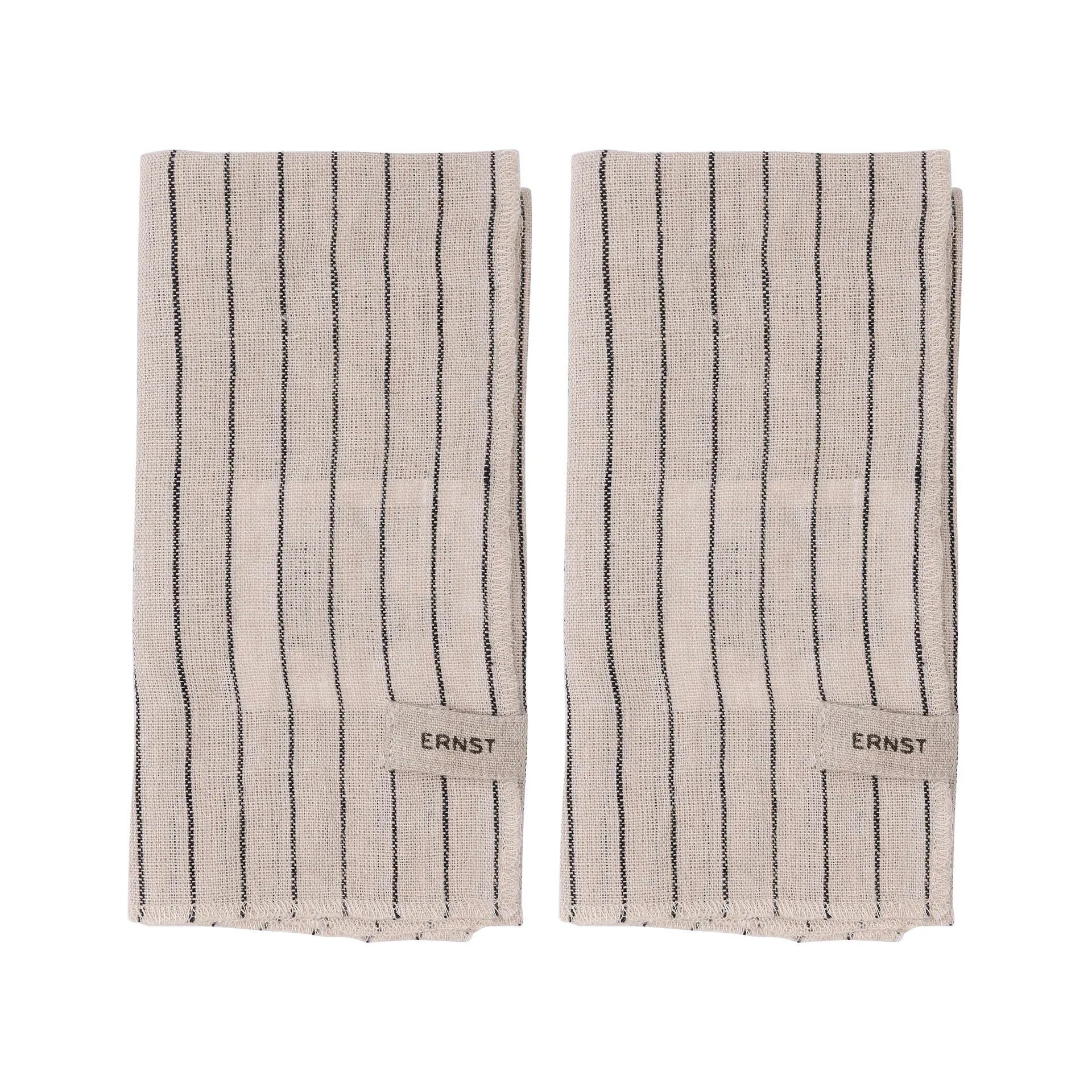 Ernst servetter 2-pack randig 40x40 cm, Svart-beige ERNST