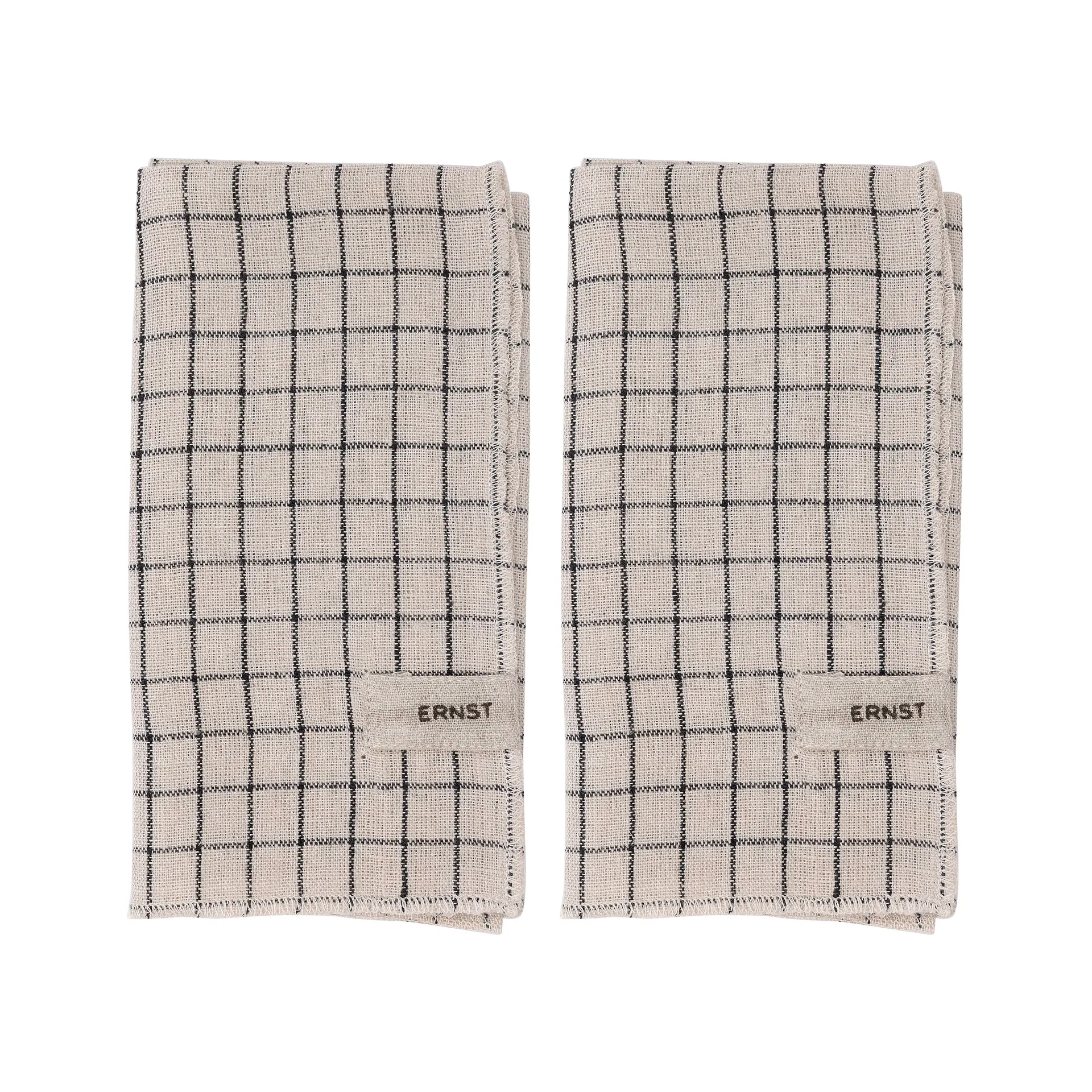Ernst servetter 2-pack rutig 40x40 cm, Svart-beige ERNST