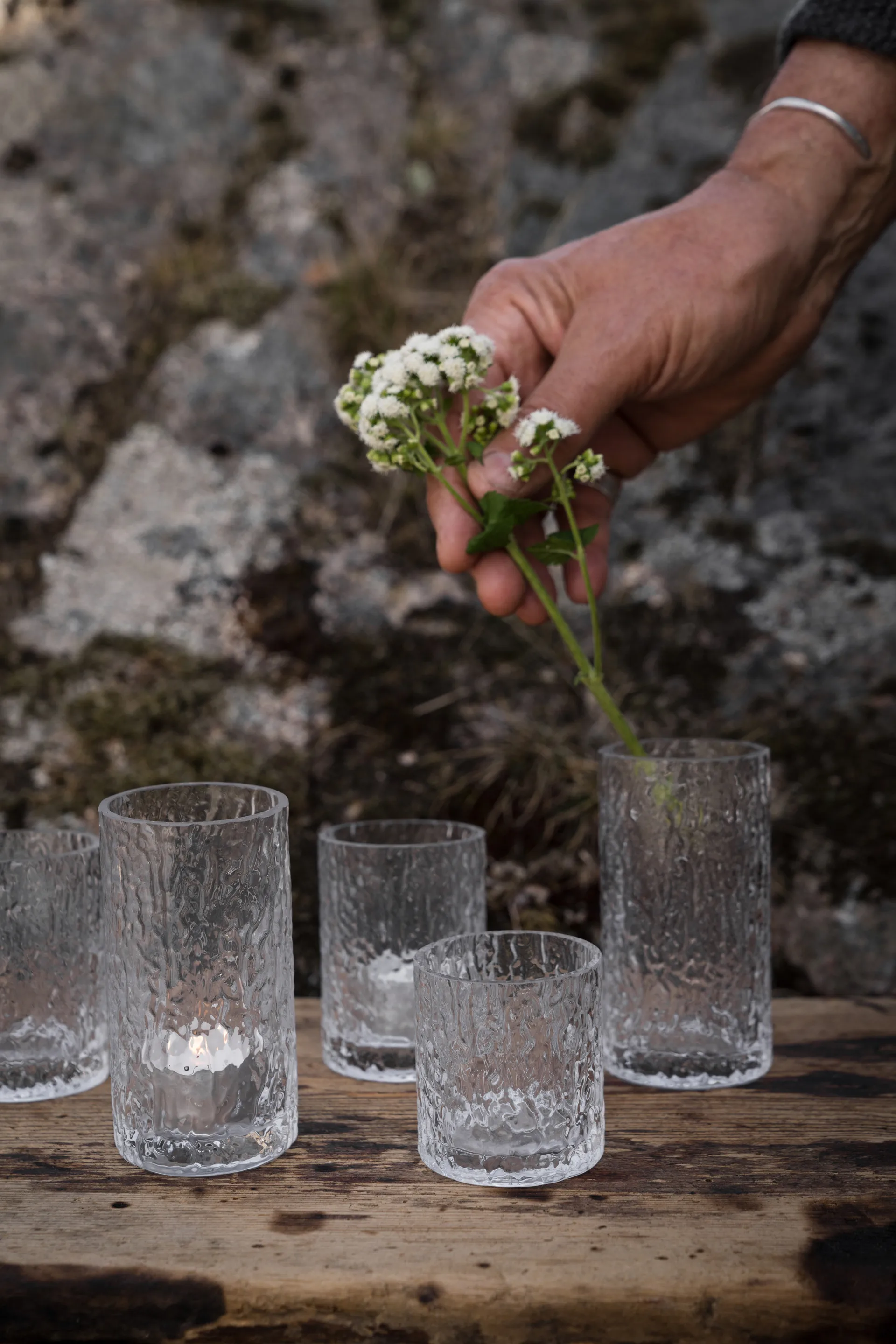 Ernst vas/ljuslykta mönstrad, Klar, Ø5,3x8,5 cm ERNST