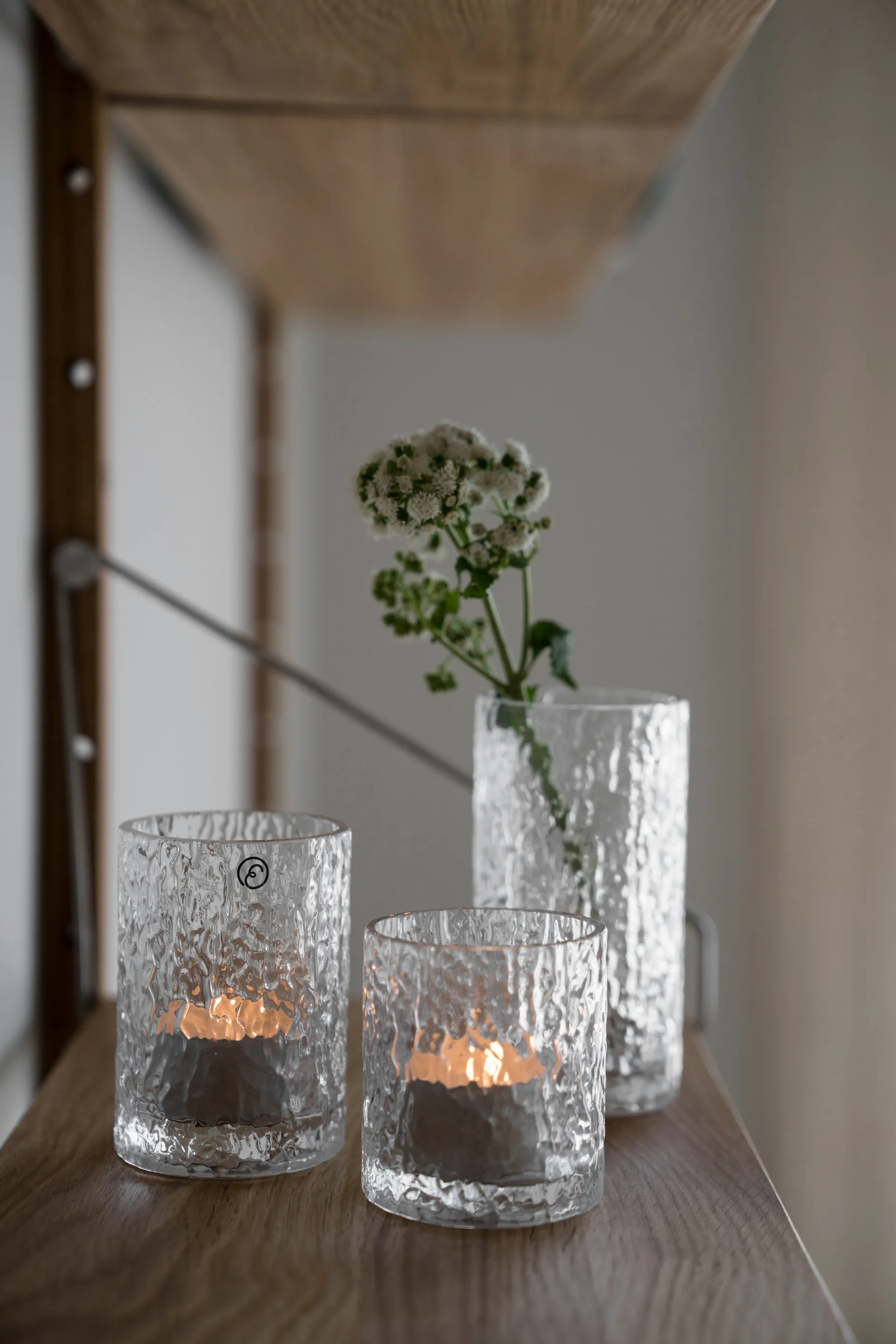 Ernst vas/ljuslykta mönstrad, Klar, Ø5,3x8,5 cm ERNST