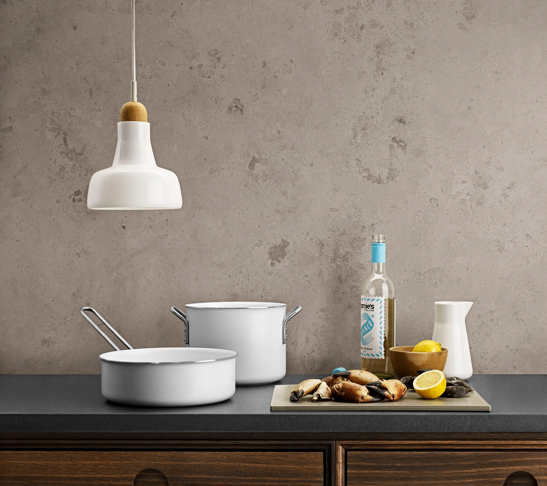 Eva Trio White Line Slip-Let keramisk gryta, 7 L Eva Solo