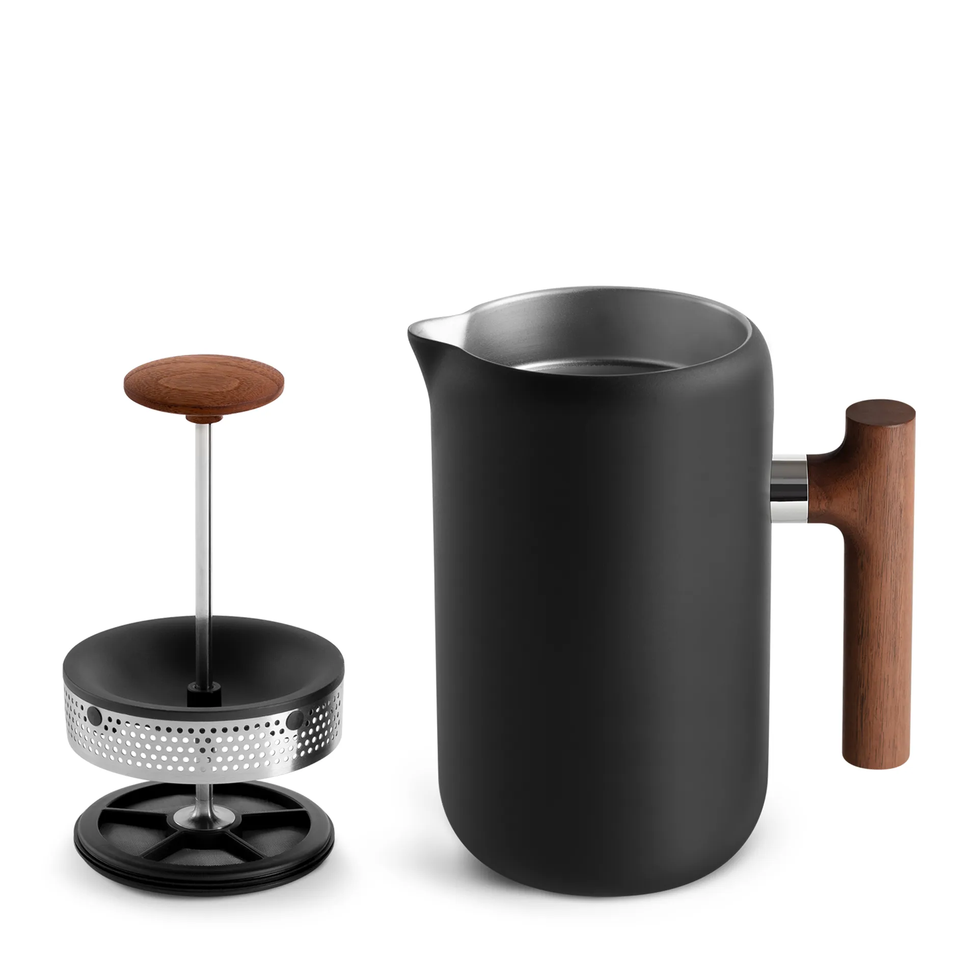 Clara kaffepress 70,9 cl, Matte black-walnut Fellow