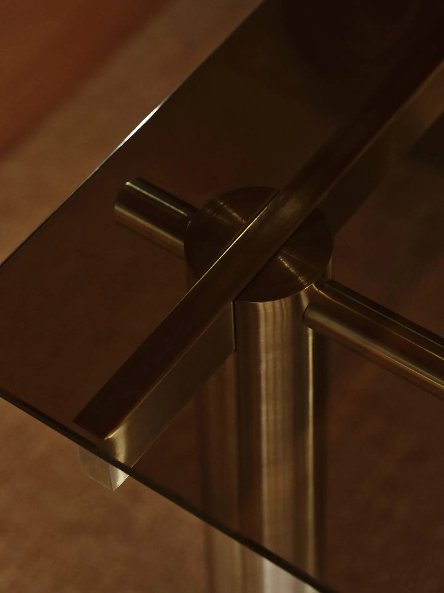 Atura matbord, Brushed stainless steel-dark tinted glass, 90x160 cm Ferm Living