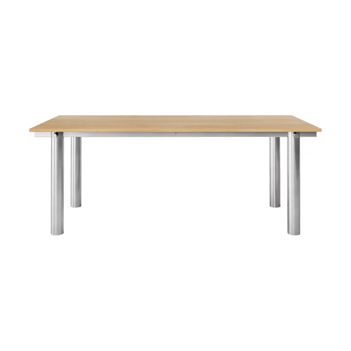 Atura matbord - Brushed stainless steel-natural oak, 90x200 cm - Ferm Living