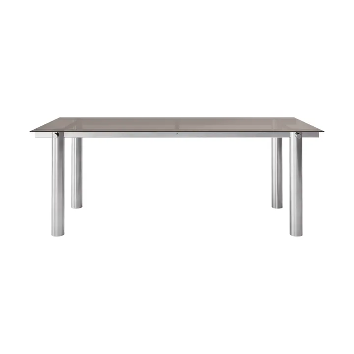 Atura matbord - Brushed Stainless Steel/Dark Tinted Glass, 90x200 cm - Ferm Living