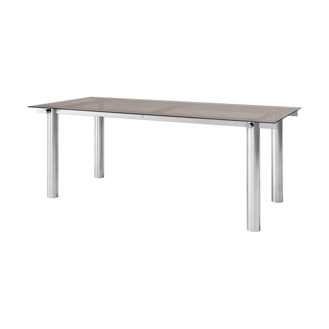Atura matbord, Brushed Stainless Steel/Dark Tinted Glass, 90x200 cm Ferm Living