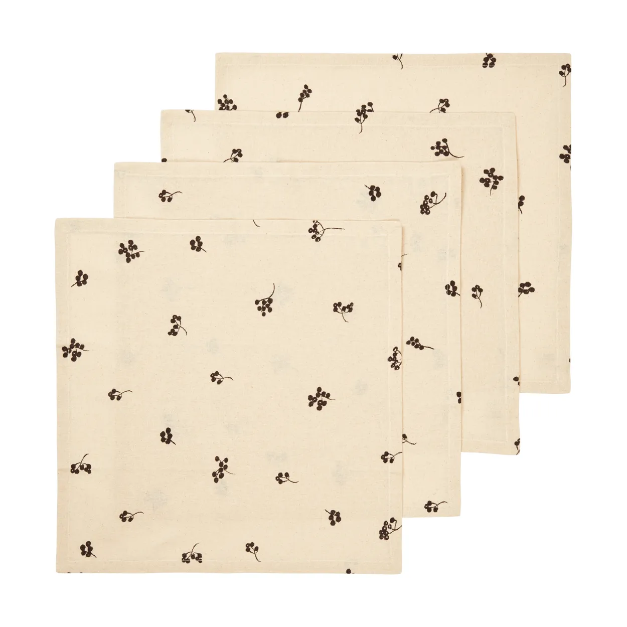 Ferm Living Baies bomullsservett 40×40 cm 4-pack Natural-dark chocolate
