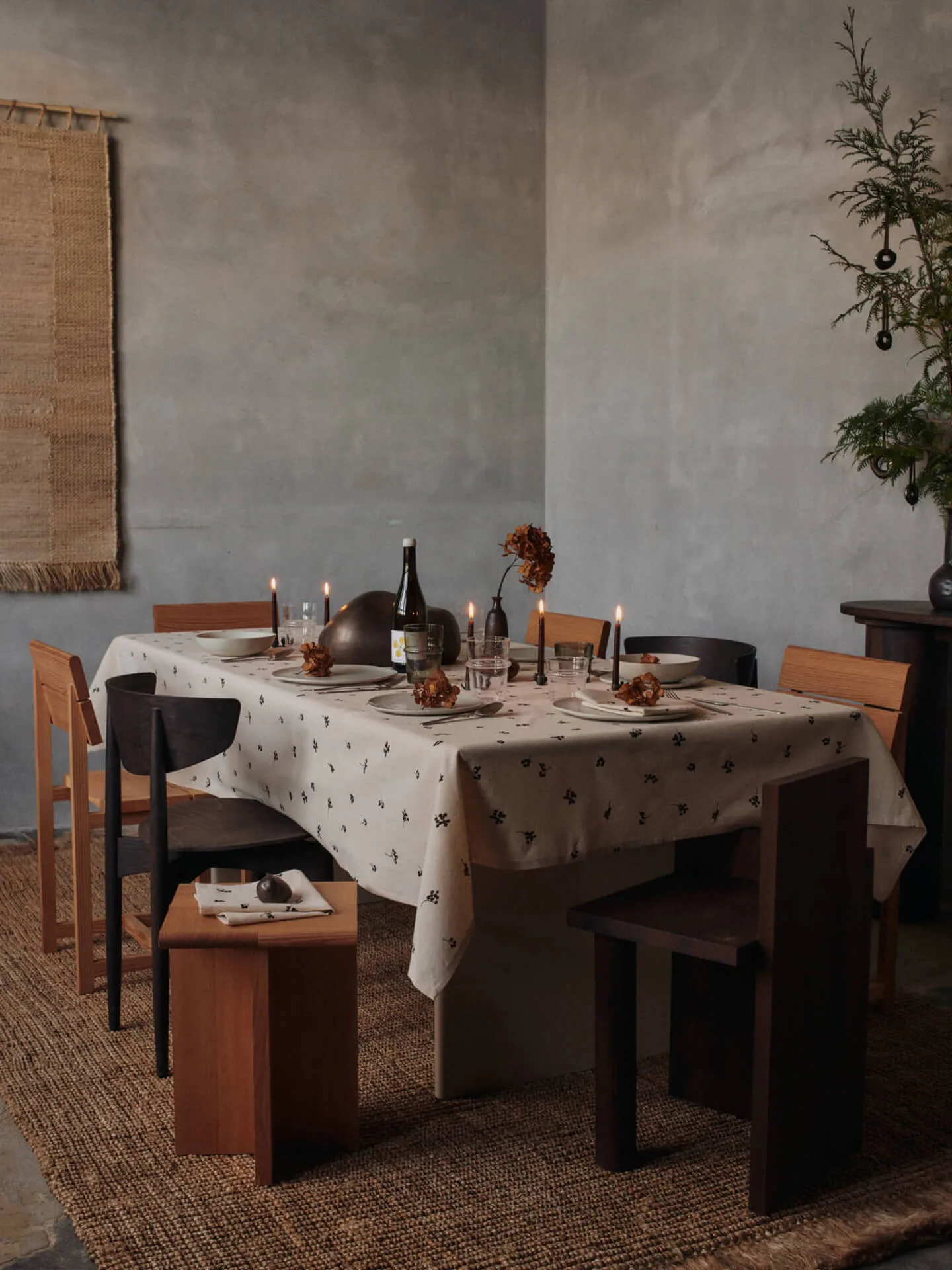 Baies bomullsservett 40x40 cm 4-pack, Natural-dark chocolate Ferm Living