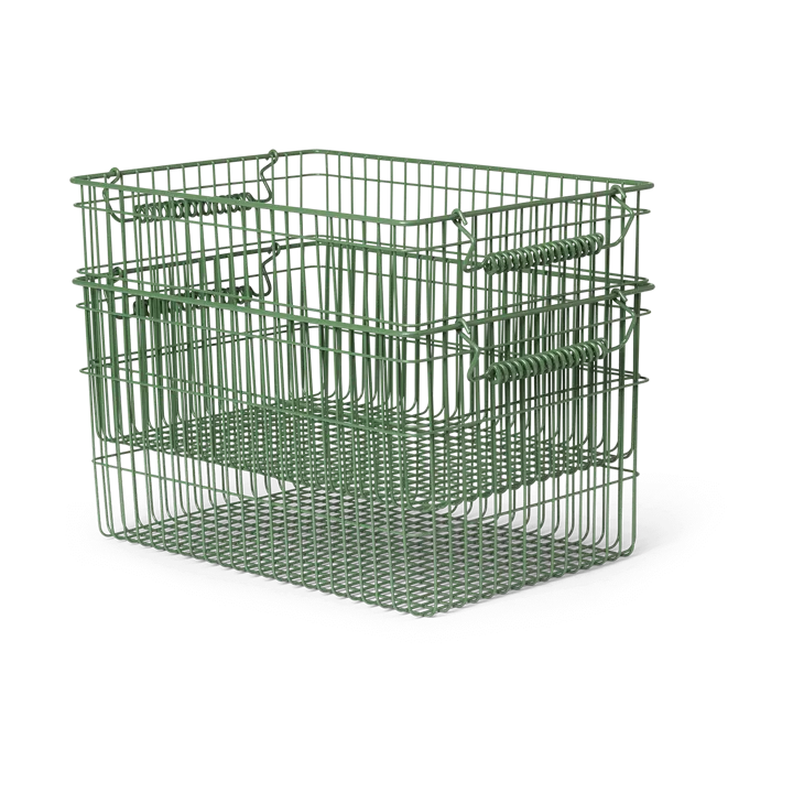 Cala stapelbar korg 2-pack - Verdant green, 36,2x26,2x20,2 cm - Ferm Living
