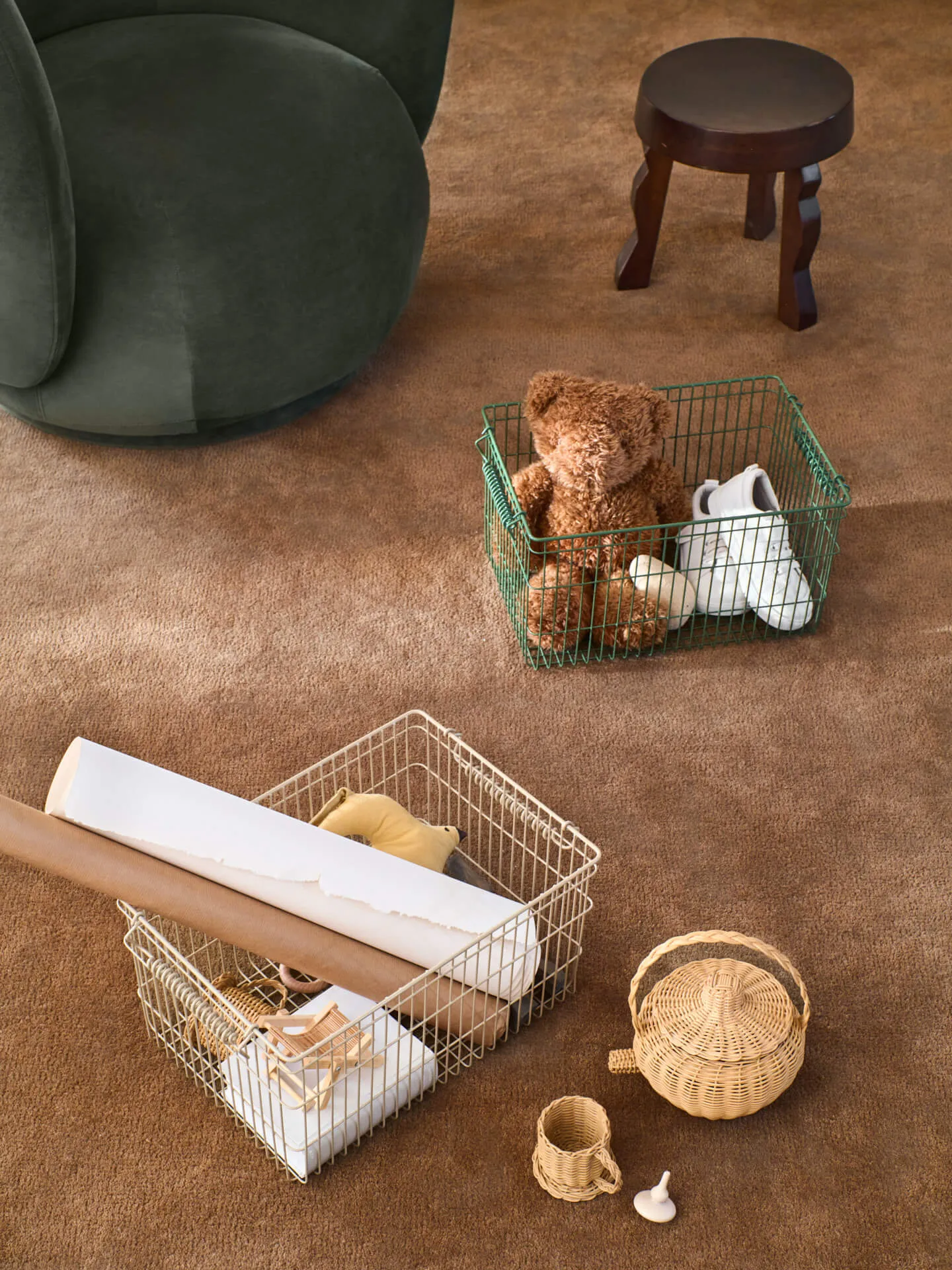 Cala stapelbar korg 2-pack, Verdant green, 36,2x26,2x20,2 cm Ferm Living