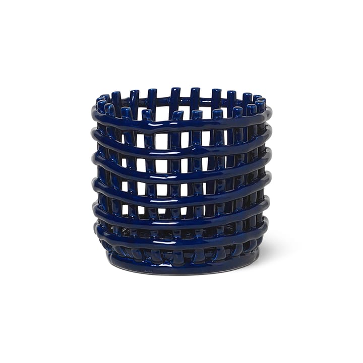 Ceramic flätad korg Ø16 cm - Blå - Ferm Living