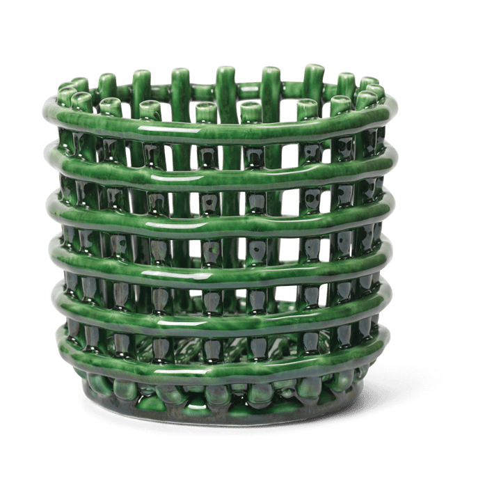 Ceramic flätad korg Ø16 cm - Emerald Green - Ferm Living