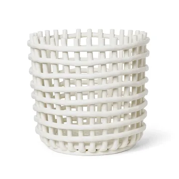 Ceramic flätad korg Ø35 cm - Off white - Ferm Living