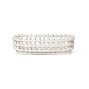 Ferm Living Ceramic flätad korg oval 15×30 cm Off white