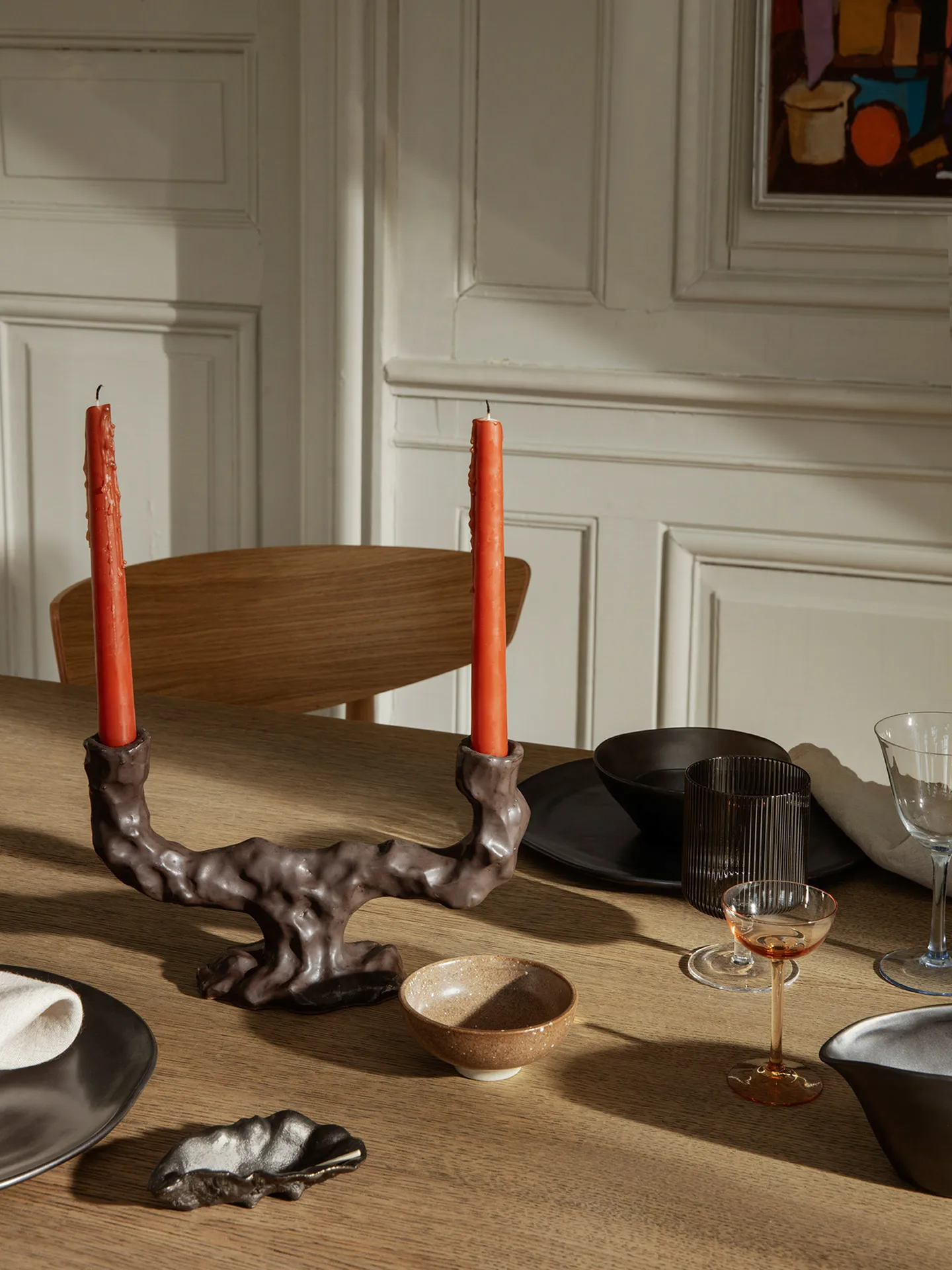 Dito ljusstake dubbel, Dark Brown Ferm Living