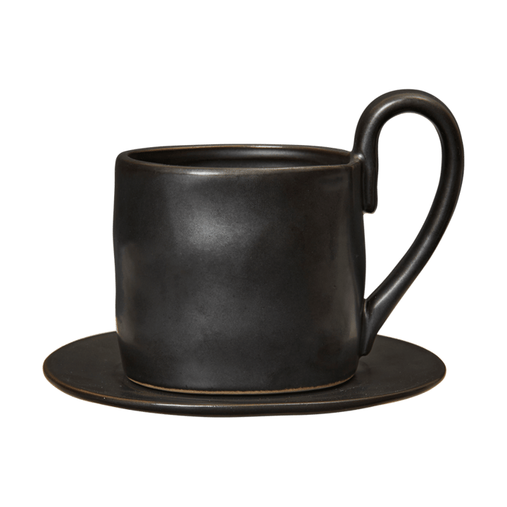 Flow mugg med fat 25 cl - Black - Ferm Living