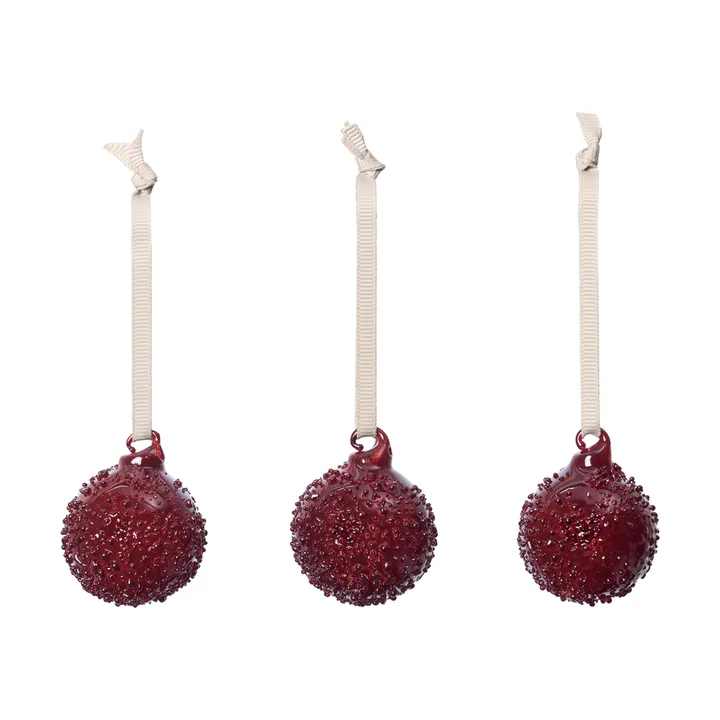 Flurry julgranskulor 3-pack - S, Picante Red - Ferm Living