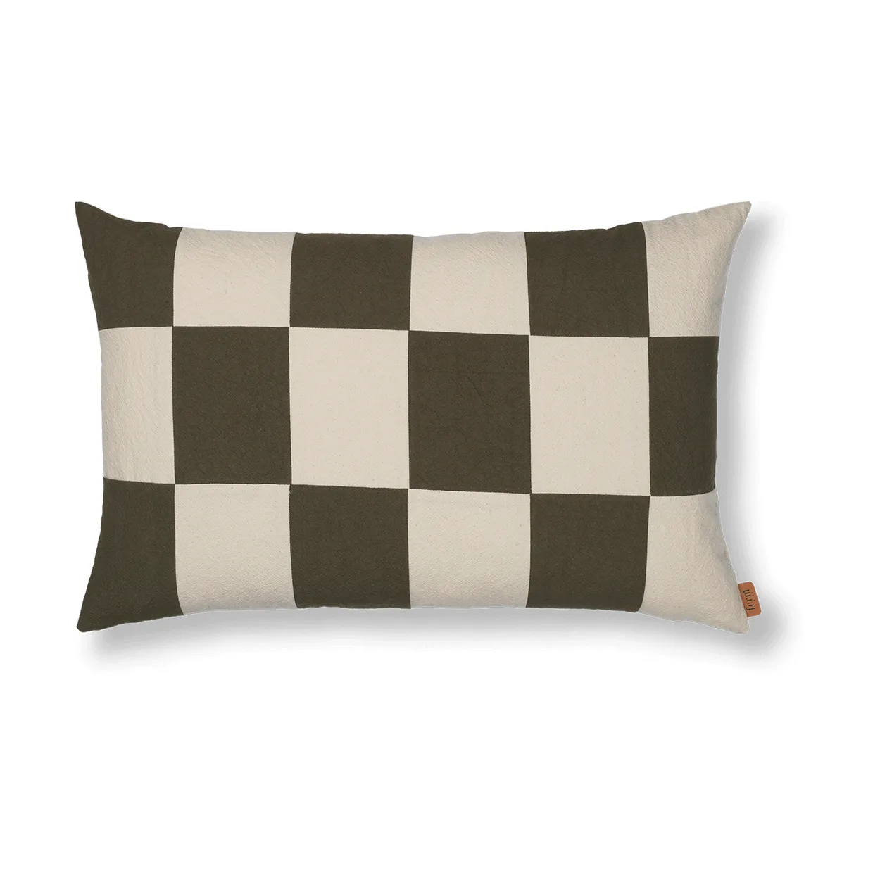 Produktfoto för Ferm Living - Fold Patchwork Cushion Cover  - Kuddfodral - Dark Olive/Undyed - W60 x D1 x H40 cm