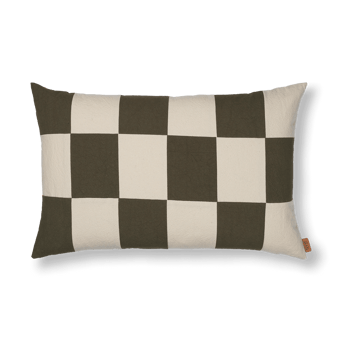 Produktfoto för Ferm Living - Fold Patchwork Cushion Cover  - Kuddfodral - Dark Olive/Undyed - W60 x D1 x H40 cm