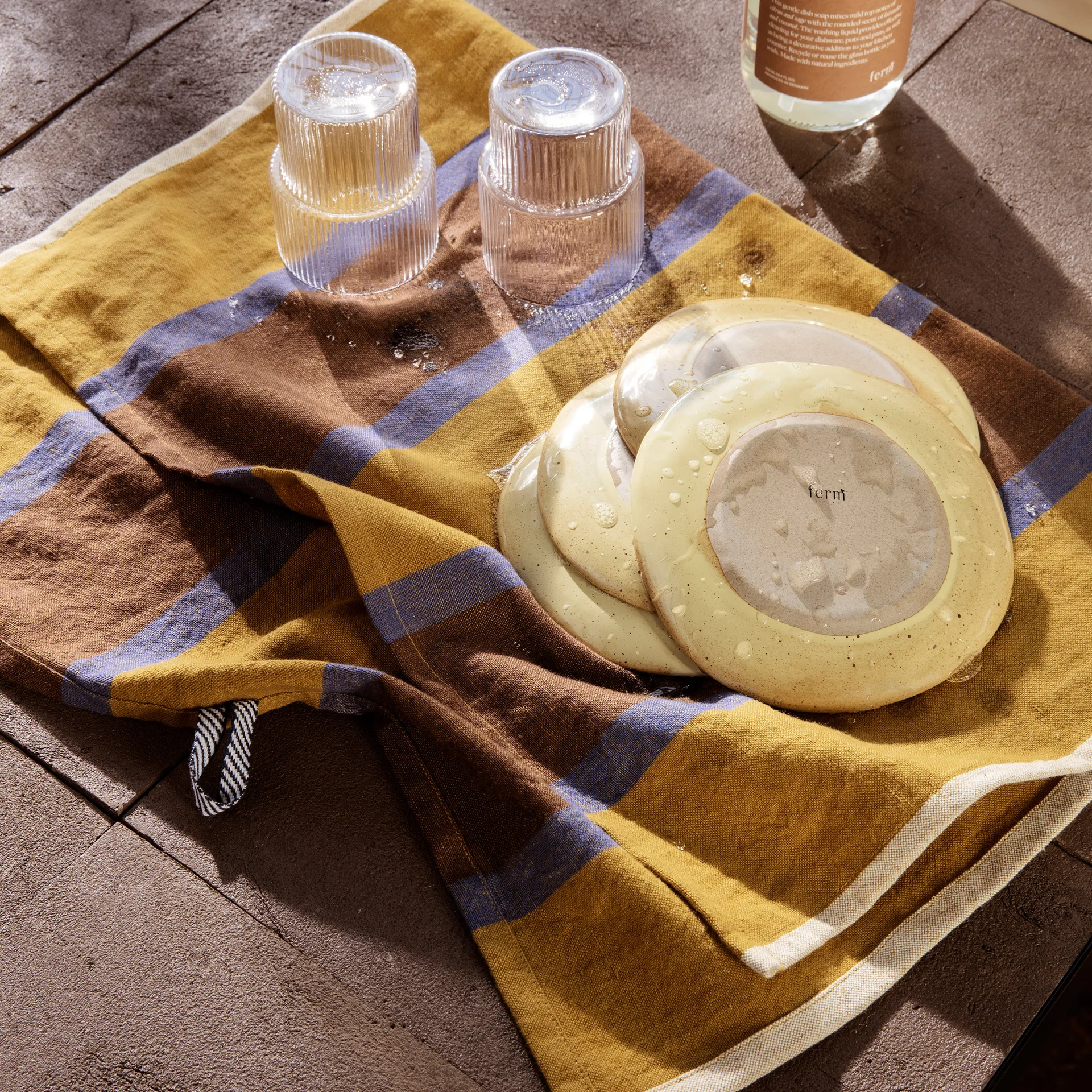 Hale kökshandduk 50x70 cm, Lime-bright blue-chocolate Ferm Living