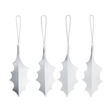 Holly leaf dekorationshänge 13,5 cm 4-pack - Silver - Ferm Living