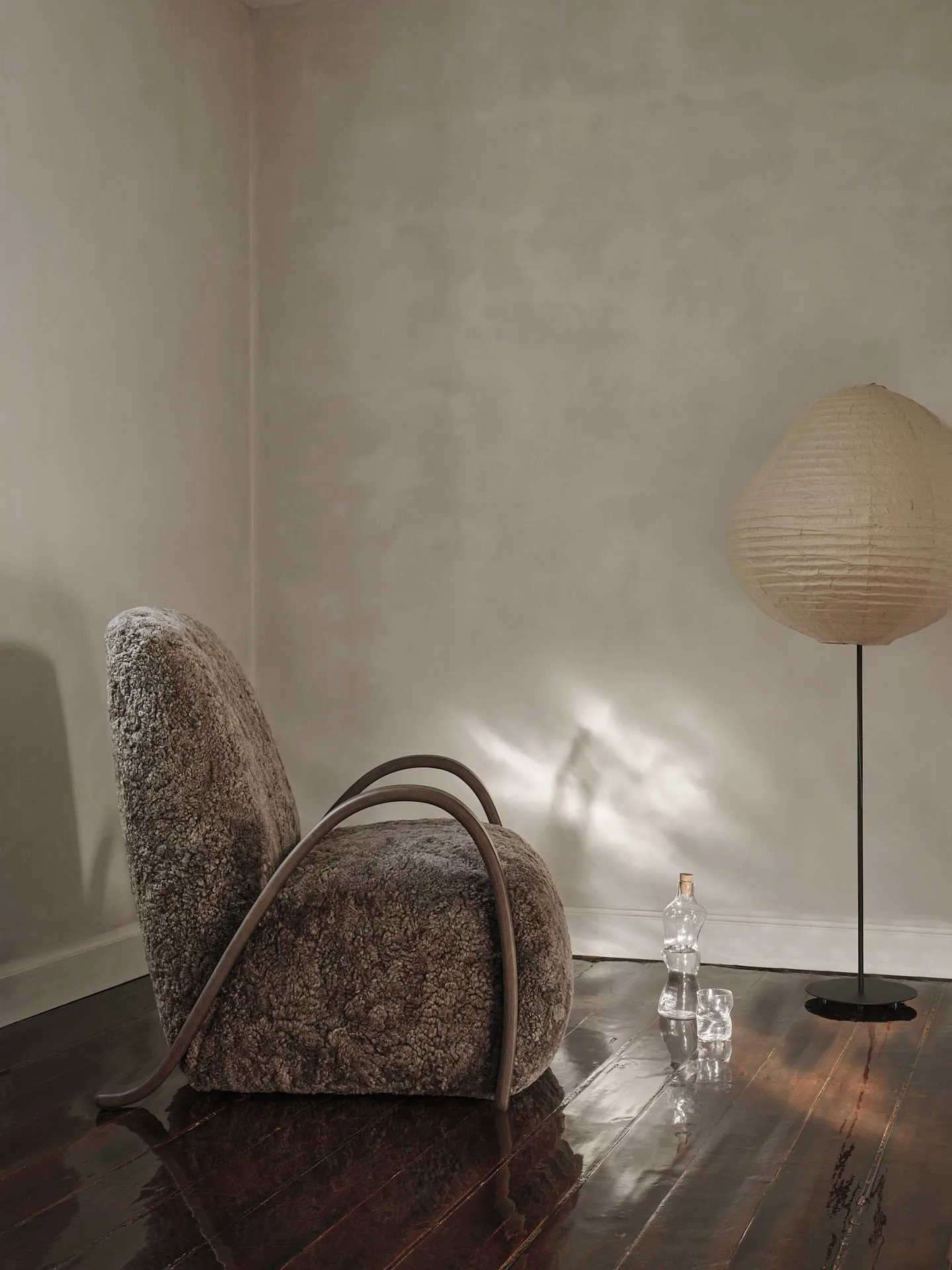 Kurbis golvlampa high, Natural-black Ferm Living