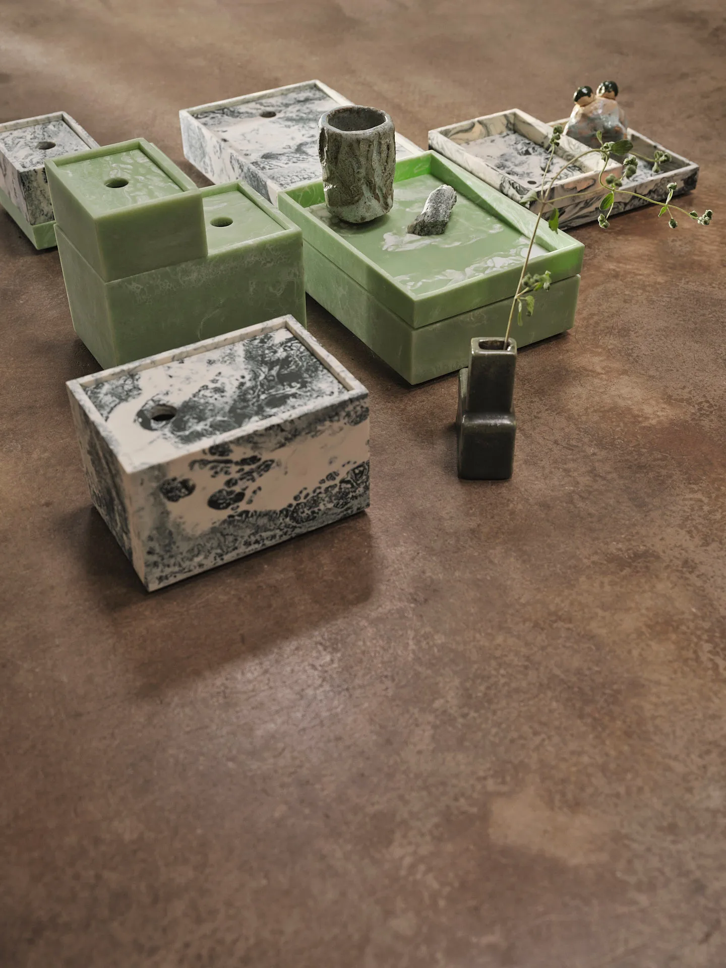 Mist dekorationsbricka 10x15 cm, Emerald-off white Ferm Living