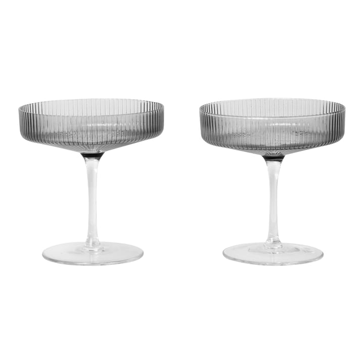 Ripple champagneglas 2-pack, Smoked grey ferm LIVING