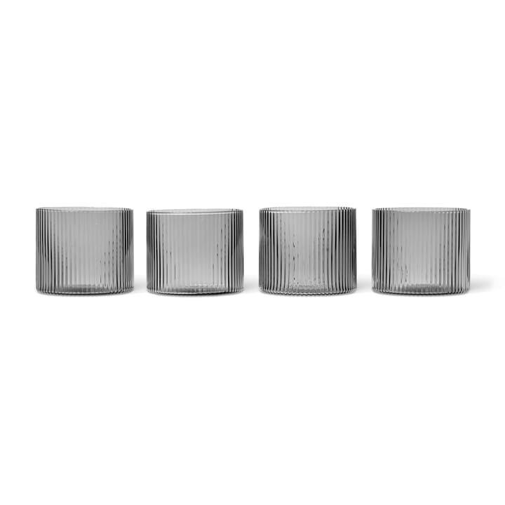 Ripple glas lågt 4-pack, Smoked Grey ferm LIVING