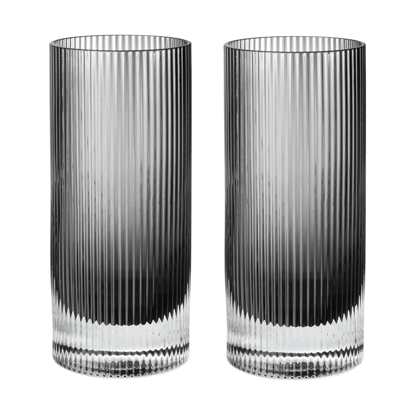 Ferm Living Ripple Highball glas 48 cl 2-pack Smoked grey