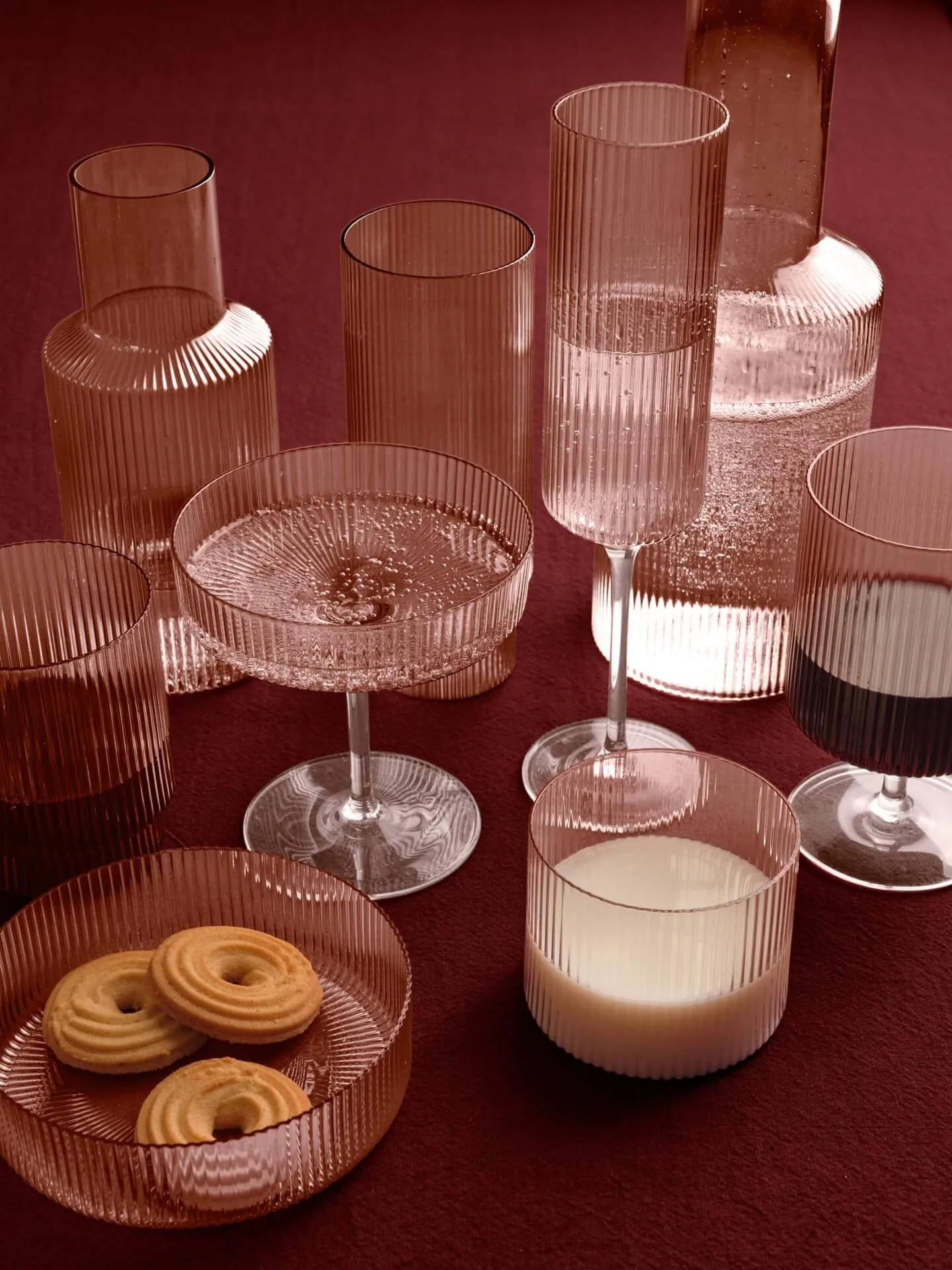 Ripple karaff, Blush Ferm Living