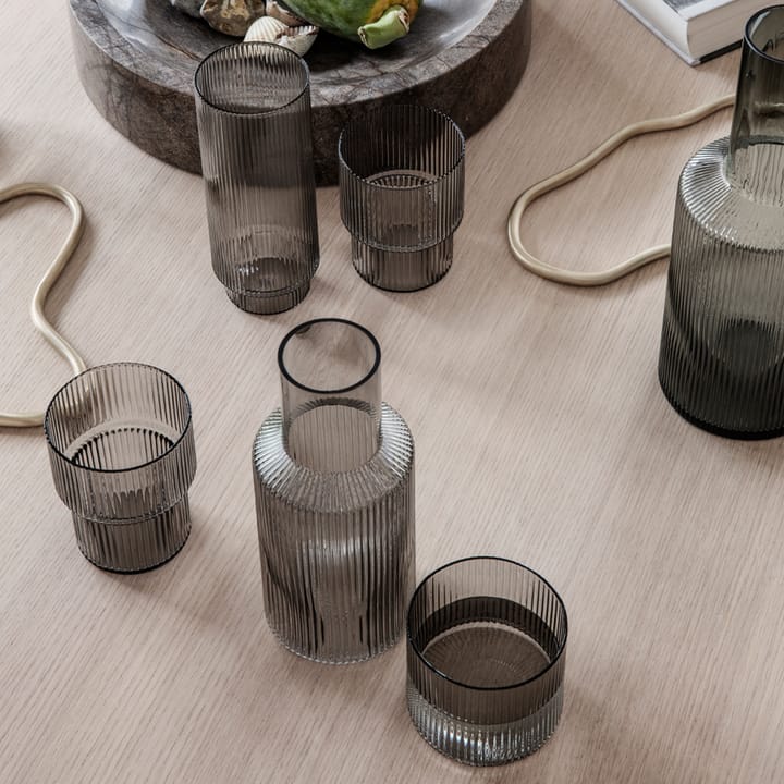 Ripple long drink glas 4-pack, Smoked grey ferm LIVING