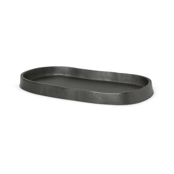 Läs mer om ferm LIVING Yama bricka oval 9,5x19 cm Svärtad aluminium