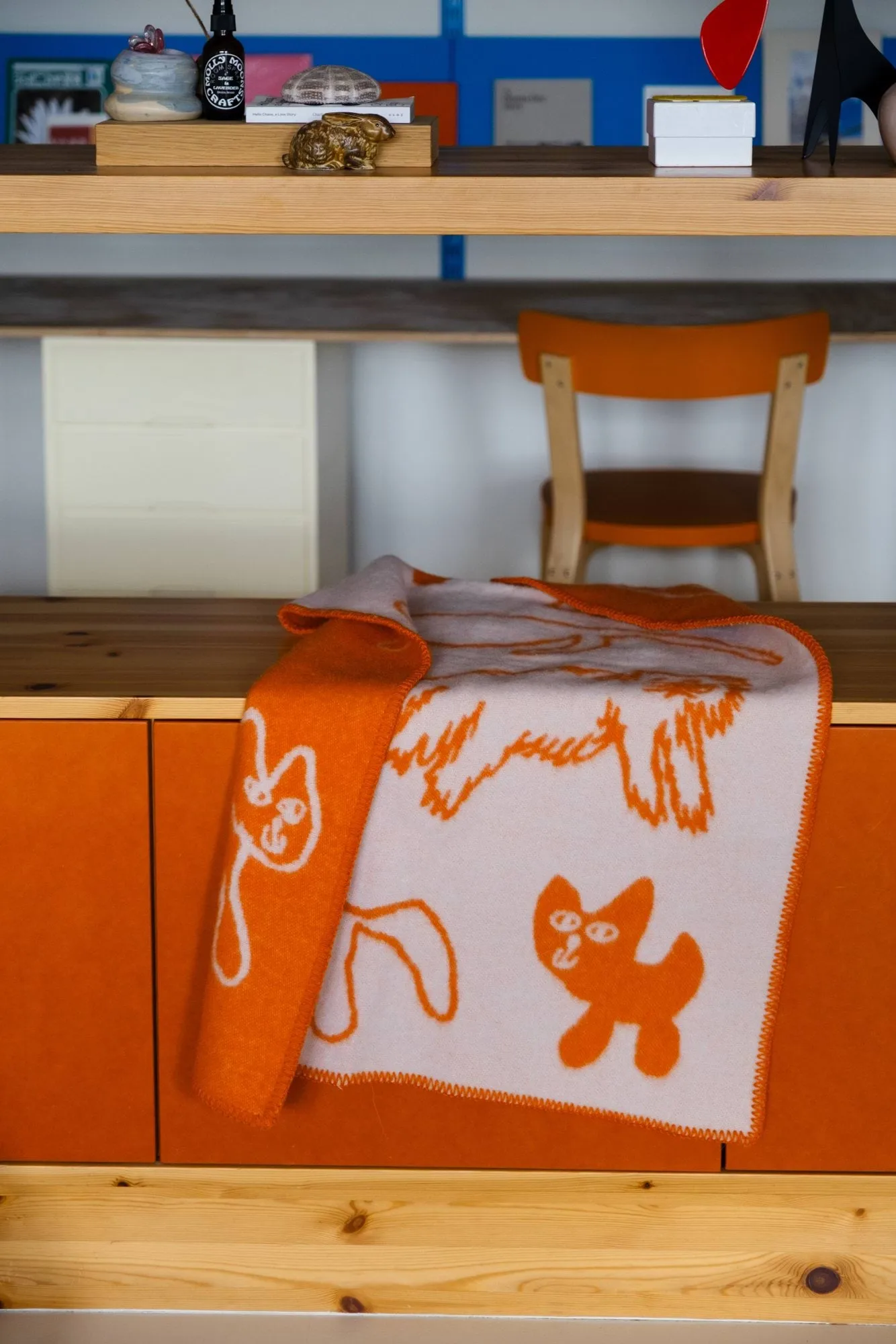 Cats ullpläd, Orange, 65x95 cm Fine Little Day