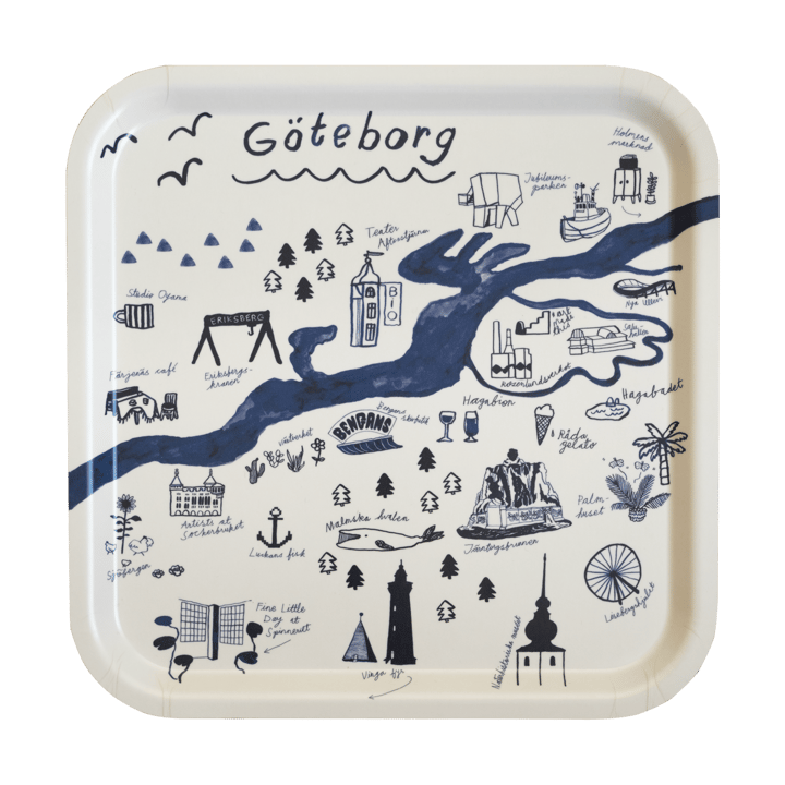 Gothenburg bricka 32x32 cm, White-Blue Fine Little Day