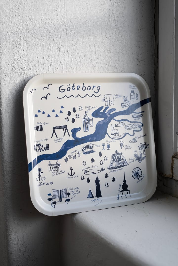 Gothenburg bricka 32x32 cm, White-Blue Fine Little Day