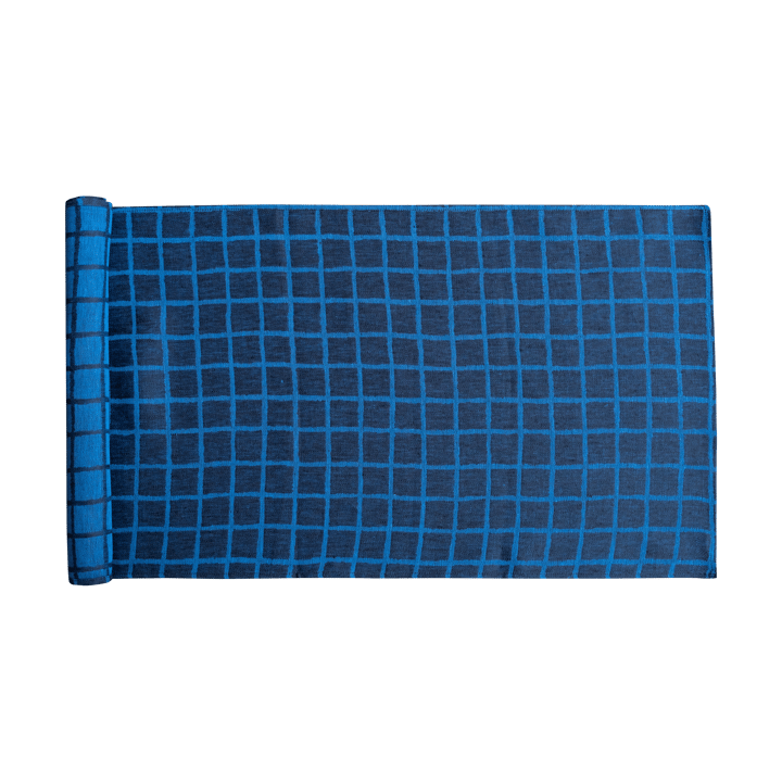 Rutig jacquardvävd bordslöpare 45x150 cm, Blue-black Fine Little Day