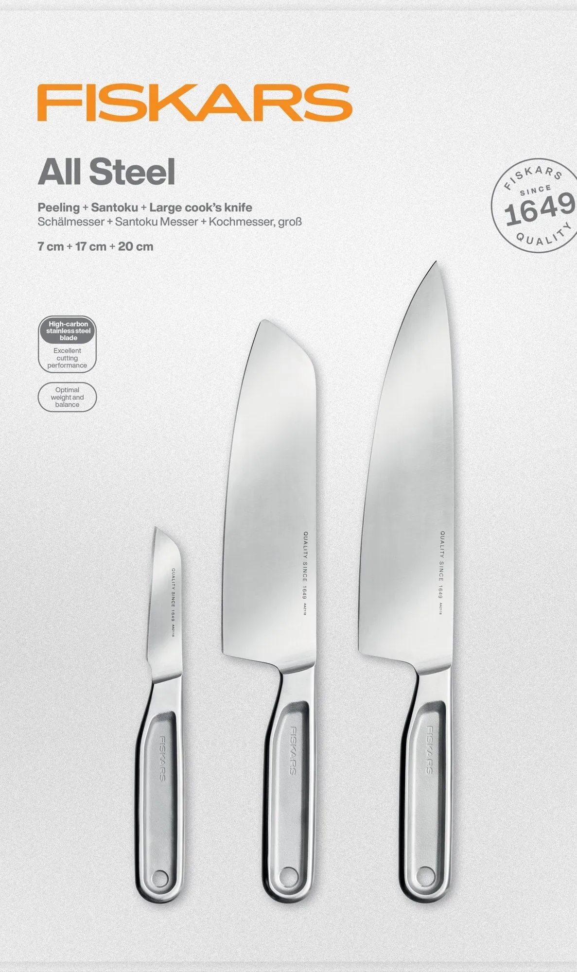All Steel knivset, 3 delar Fiskars All Steel knivset, 3 delar Fiskars