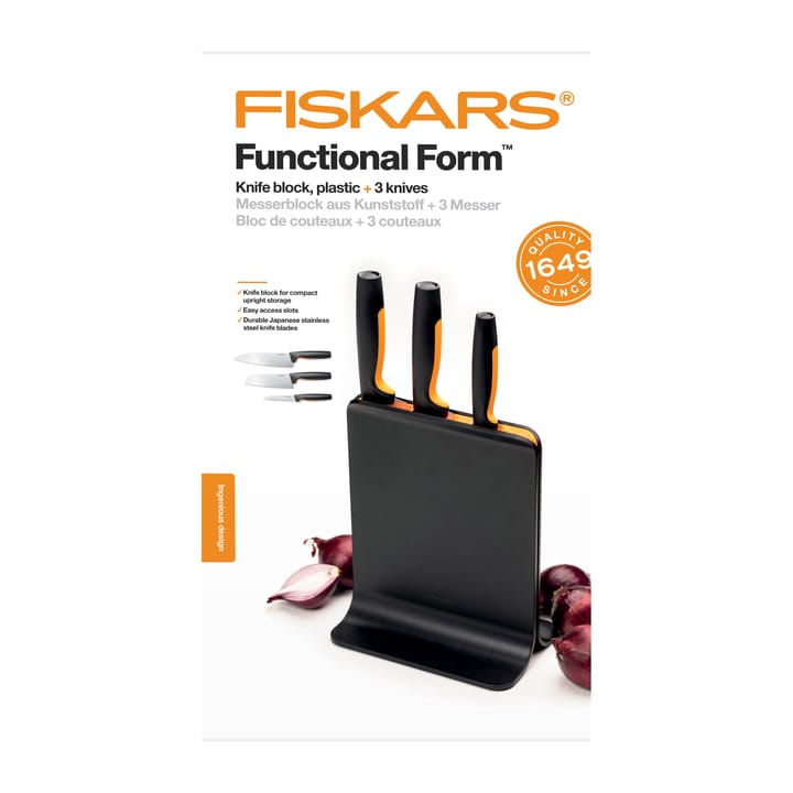 Functional Form knivblock i plast med 3 knivar, 4 delar Fiskars